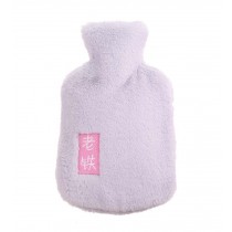 Purple Cute Hot Water Bottle With Comfortable Flannel Cover Portable, 29*17cm