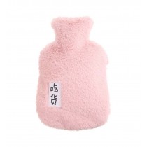 Pink Cute Hot Water Bottle With Comfortable Flannel Cover Portable, 29*17cm