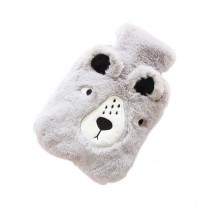 Gray Bear Cute Hot Water Bottle With Soft Flannel Cover Portable, 20*14cm