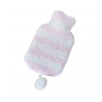 Pink Stripe Cute Hot Water Bottle With Soft Flannel Cover Portable, 20*12.5cm