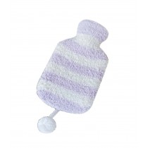 Purple Stripe Cute Hot Water Bottle With Soft Flannel Cover Portable, 20*12.5cm