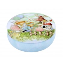 Round Cute Pill Boxes Candy Metal Case Storage Box, Blue Bear
