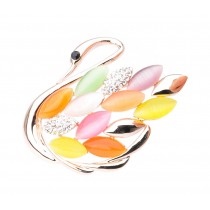 Fashion Colorful Swan Crystal & Diamond Party Brooch Pin Clothes Accessories