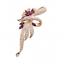Men Women Gifts Fashion Shining Crystal Brooches and Pins PURPLE