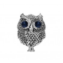 Retro Small Owl Brooches Business Suit Blouse Pins SILVER