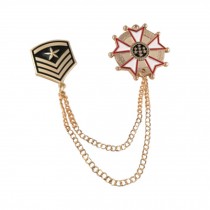 2 PCS Navy Brooch for Party Supplier Gold Plated Chain Badge