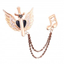 Unisex Brooch Business Suit Accessories Alloy Gold Plated Badge with Tassels