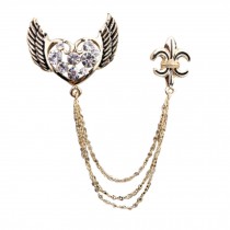Gold Plated Heart Pattern with Rhinestone and Tassels Brooch Alloy Material