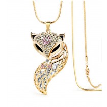 Golden Elegant Fox Fashion Jewelry Necklace Sweater Long Chain Clothing