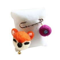 Cute Cartoon Animal Wool Felt Brooch Pin Clothing Accessories, Fox