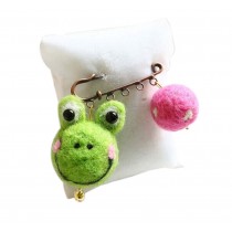 Cute Cartoon Animal Wool Felt Brooch Pin Clothing Accessories, Frog