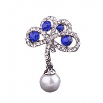 2 Pieces Of Elegant Brooch Diamond Blue Lucky Clover Brooch Clothes Accessories