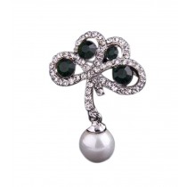 2 Pieces Of Elegant Brooch Diamond Green Lucky Clover Brooch Clothes Accessories