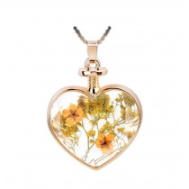2 Pieces Of Fashion Yellow Flower Specimens Pendant For Heart-Shaped Necklace