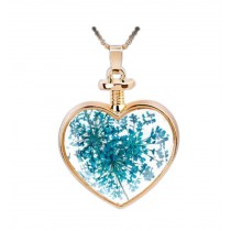 2 Pieces Of Fashion Sky Blue Leaves Specimens Pendant For Heart-Shaped Necklace