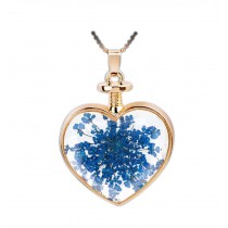 2 Pieces Of Fashion Blue Leaves Specimens Pendant For Heart-Shaped Necklace