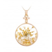 2 Pieces Of Fashion Yellow Flowers Immortalized Crystal Pendant Necklace
