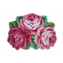 Pretty Bath Rug Three Pink Roses Rug for Hallway, Living Room 31.5*23.5 Inches