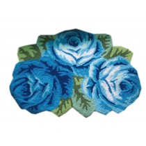Pretty Bath Rug Three Blue Roses Rug for Hallway, Living Room 31.5*23.5 Inches