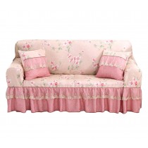 Double-sided Lace Loveseat Sofa Protector Slipcover, PINK, 210x260cm/82x102inch