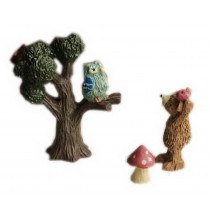 Let's Chat Chat Bear and Owl on the Tree Miniature Figurines