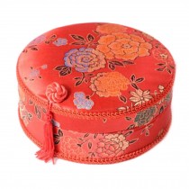 Chinese Wedding Sewing Kit with Red Round Case 5 Colors Thread Spools, Random Pattern