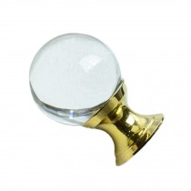 PANDA SUPERSTORE Set of 2 25mm Glass Clear Cabinet Knob Drawer Pull Handle (Gold Base)