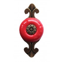 PANDA SUPERSTORE Continental Ceramic Cabinet Knob Drawer Pull Handle Red??Set of 2