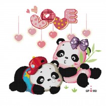 PANDA SUPERSTORE [Cartoon Pandas]DIY Cross-Stitch 14 CT Embroidery Kits Room Decor(16.9*16.9'')