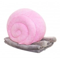 Set of Office Cushion Creative Snails Pillow and Coral Velvet Blanket, Pink