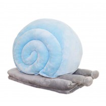 Set of Office Cushion Creative Snails Pillow and Coral Velvet Blanket, Blue