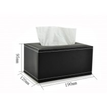 [Solid Classic] Leather Rectangle Random Carton and Tissue Paper Holder Black