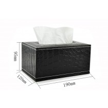 [Small No] Leather Rectangle Random Carton and Tissue Paper Holder Black