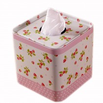 [Strawberry] Iron Box Roll Paper Tin Box Toilet and Tissue Paper Holder(32)