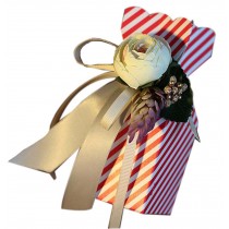 20pcs European Style Wedding Candy Box Flower Birthday Party Gift Box,Red Stripe