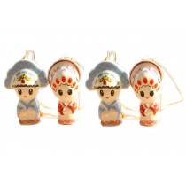 Set of 4 Chinese Ancient Couple Wind Chimes Porcelain Garden Bells