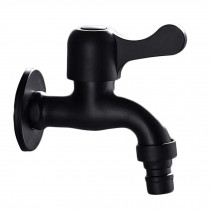 Black Washing Machine Faucet Wall Mounted Basin Tap Stainless Steel Single Cold Water Tap G1/2"