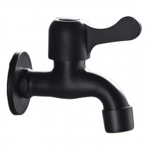 Black Wall Mount Faucet Stainless Steel Basin Tap Laundry Bathroom Outdoor Garden Hose Single Cold Tap