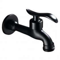 Black Lengthen Washing Machine Faucet Wall Mounted Basin Tap Kitchen Faucet Brass Single Cold Water Tap G 3/4"