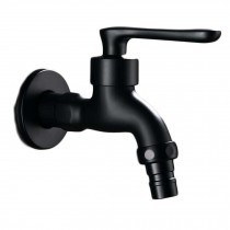 Black Wall Mounted Washing Machine Faucet Kitchen Faucet Basin Tap Brass Single Cold Water Tap G 1/2"