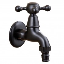 Black Washing Machine Faucet Antique Kitchen Faucet Wall Mounted Basin Tap Brass Single Cold Water Tap G 1/2"