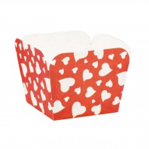 100 Pcs Heat-resistant Cupcake Paper Baking Cup Square Muffin Cup, Red Heart