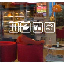 White - Coffee Tea Shop Restaurant Wifi Fast Food Window Decal Sticker Decor