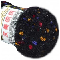 Set of 3 Knitted Color Hairball Yarns Hand-woven Scarf Soft Velvet Yarns, Black