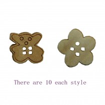 Set of 20 Creative Lovely Bear/Flower Pattern Wooden Buttons Snaps