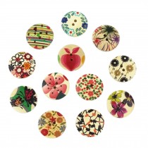 Set of 60 Beautiful Creative Lovely Retro Painting Wooden Buttons Fashion Snaps