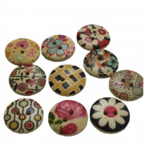 Set of 50 Beautiful Creative Lovely Unique Painting Wooden Buttons Fashion Snaps