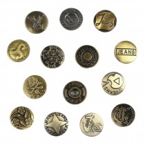 Set of 14 Creative Unique Jean Buttons Retro Metal Button Snaps (Random Style)