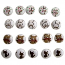 Set of 20 Creative Lovely DIY Tree/Rabbit/Bear/Cat Cloth Button Fashion Buttons