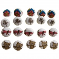 Set of 20 Creative Lovely DIY Tree/tHouse/Bear/Dog Cloth Button Fashion Buttons